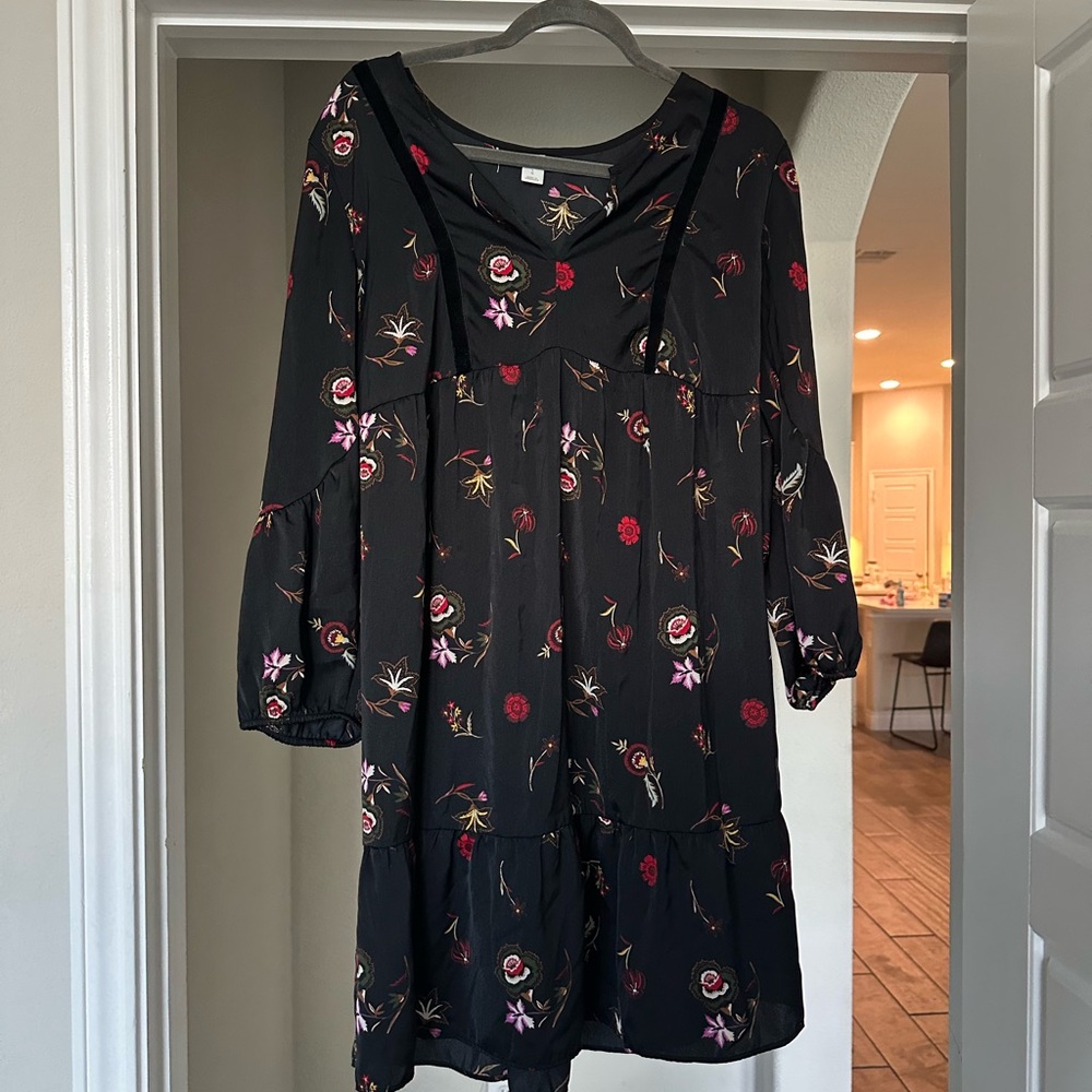 Black Dress with Floral Design